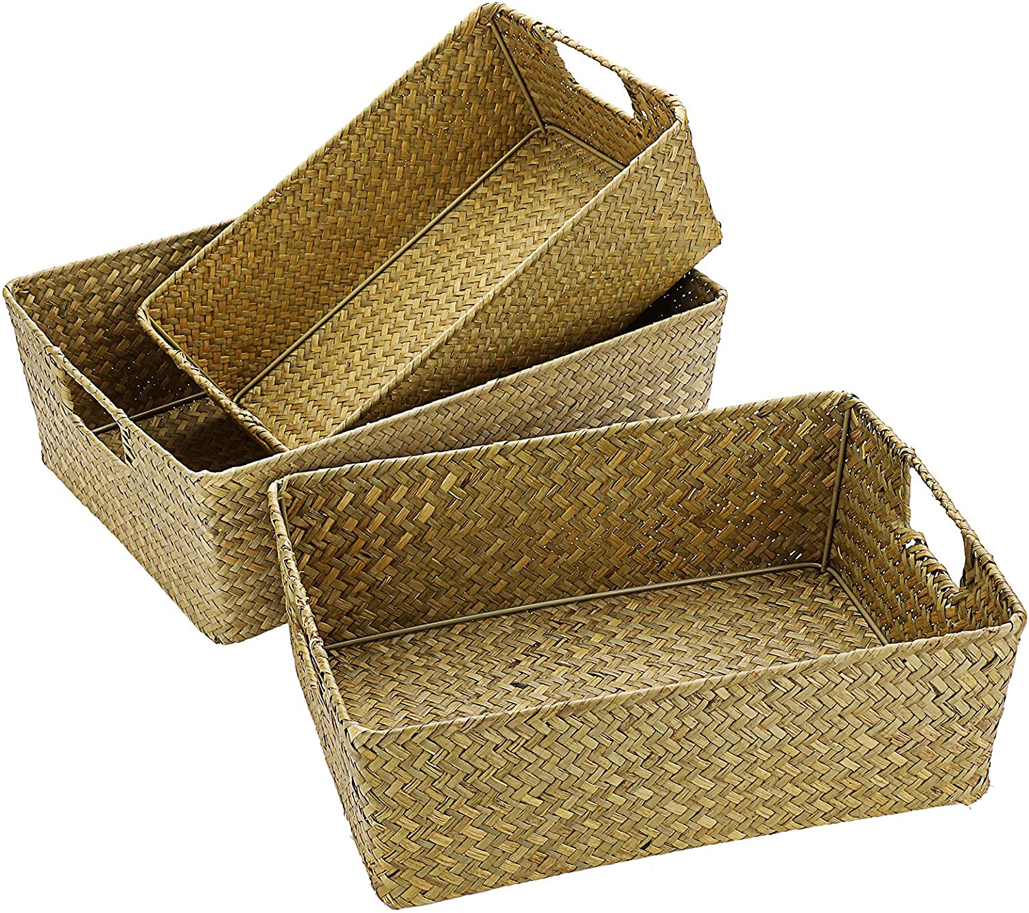 Set of 3 Seagrass Woven Storage Basket BK323153